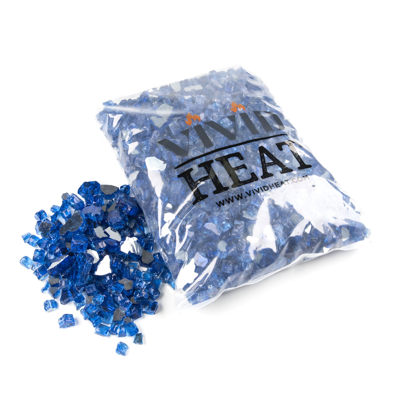 Cobalt Aqua Blue - Fire Glass 1/2" Premium Tempered Reflective Fireglass