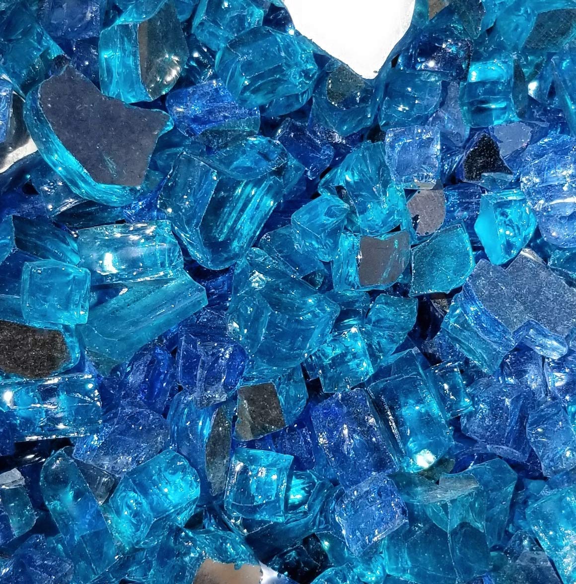 Ocean Blue Blend - Fire Glass 1/2" Premium Tempered Reflective Fireglass