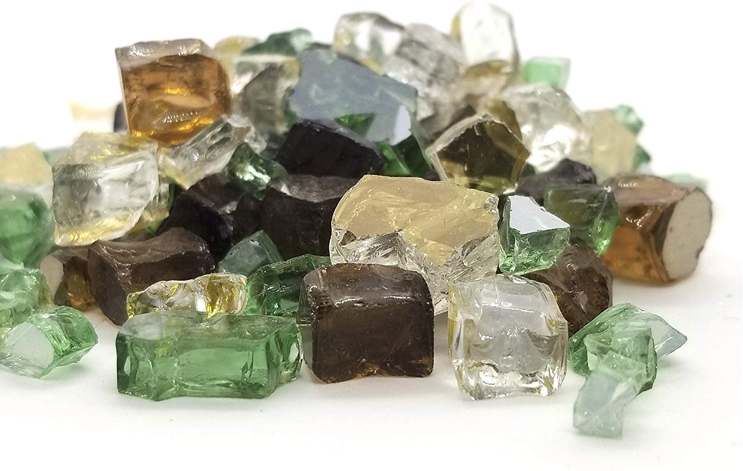 Irish Blend Green, Amber & Gold - Fire Glass 1/2" Premium Tempered Reflective Fireglass