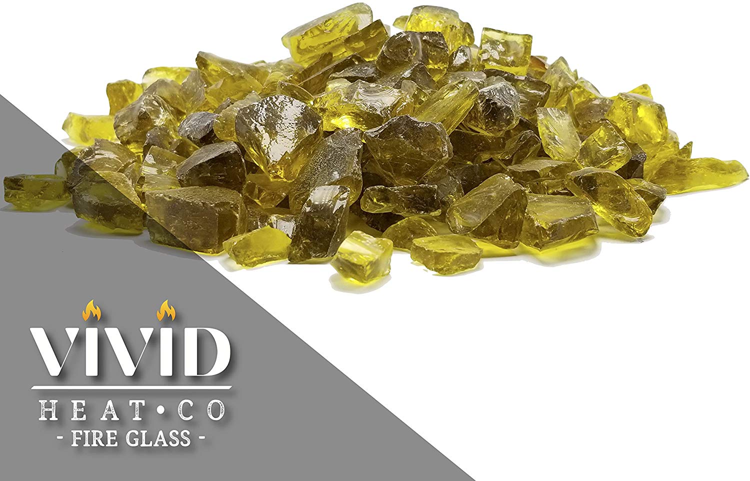 Yellow 1/2" - 3/4" Large Premium Fire Glass for Fireplace and Fire Pit