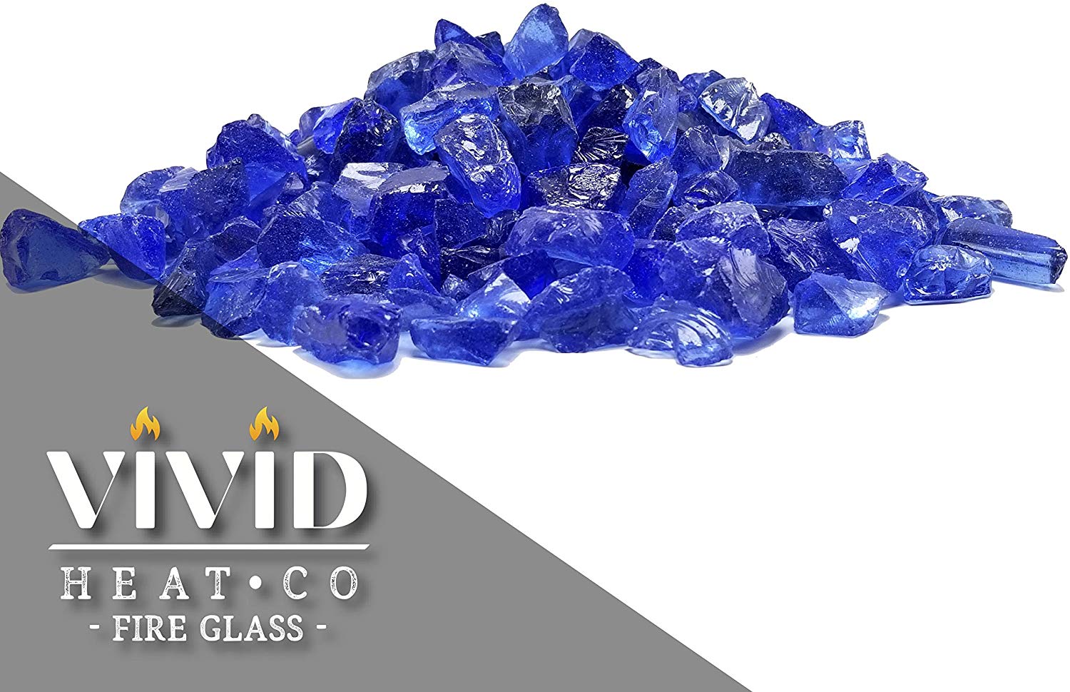 Ocean Blue 1/2" - 3/4" Large Premium Fire Glass for Fireplace and Fire Pit