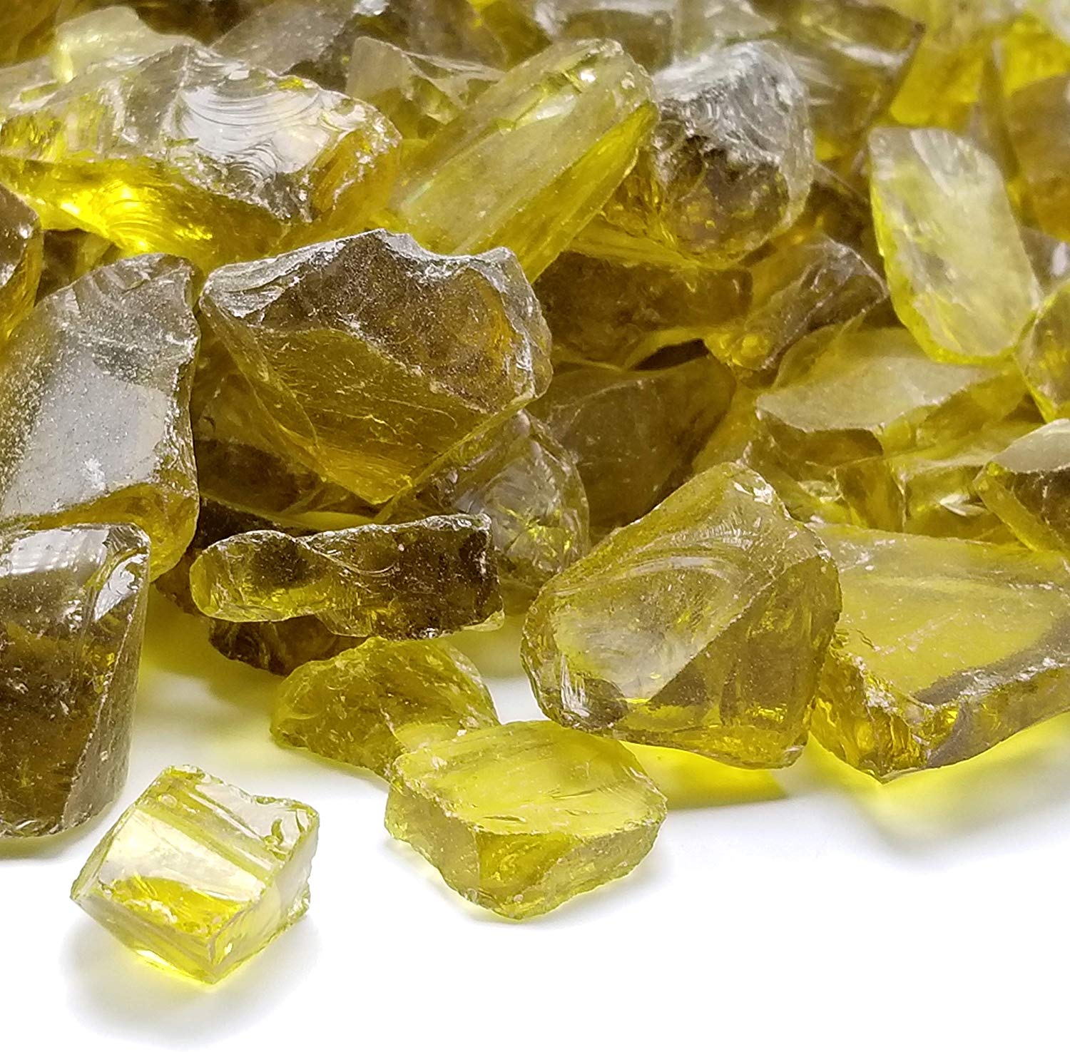 Yellow 1/2" - 3/4" Large Premium Fire Glass for Fireplace and Fire Pit