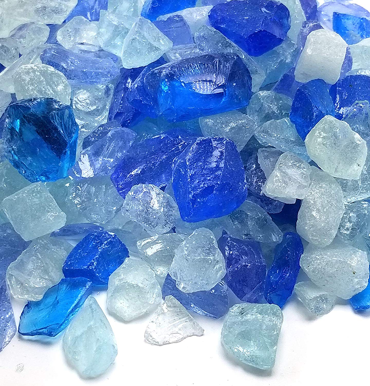 Bahama Blend 1/2" - 3/4" Large Premium Fire Glass for Fireplace and Fire Pit