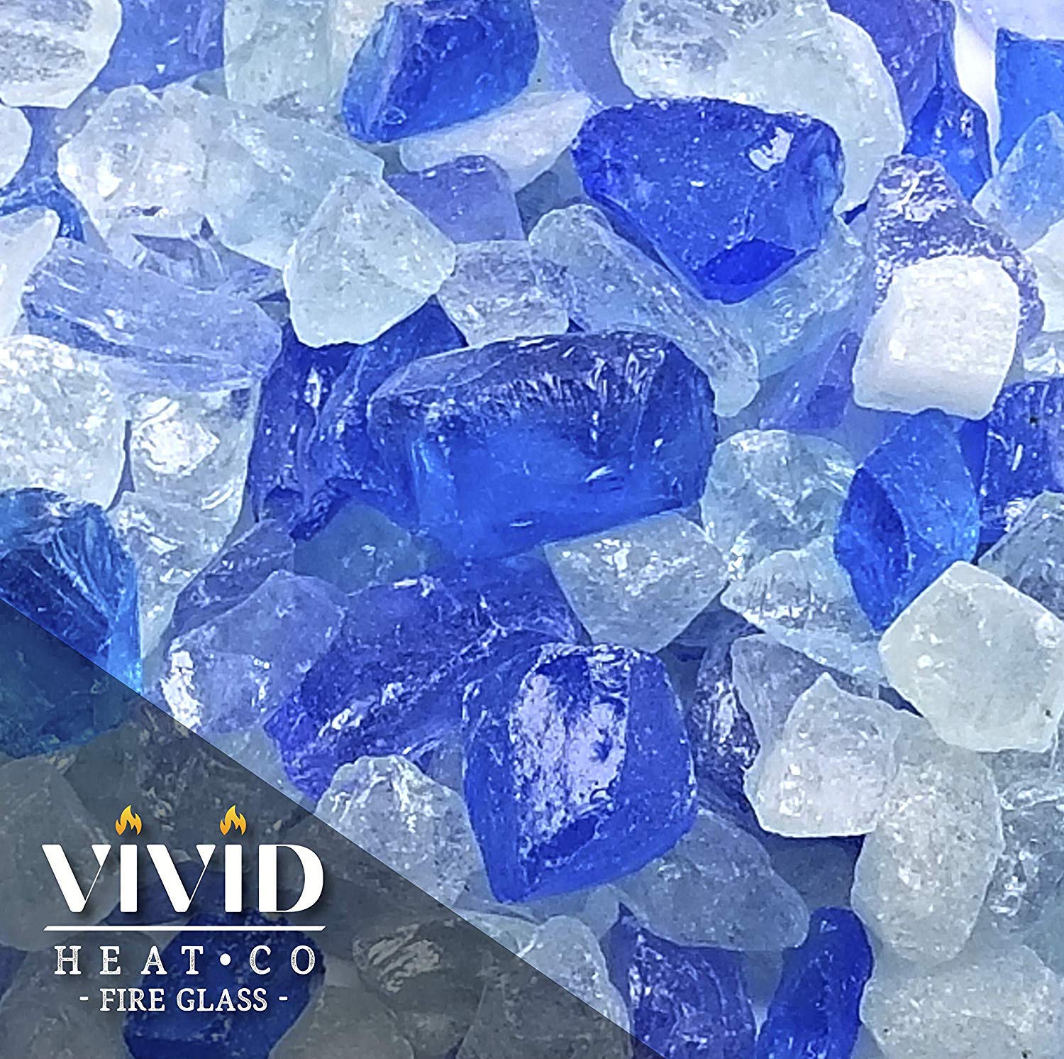 Bahama Blend 1/2" - 3/4" Large Premium Fire Glass for Fireplace and Fire Pit