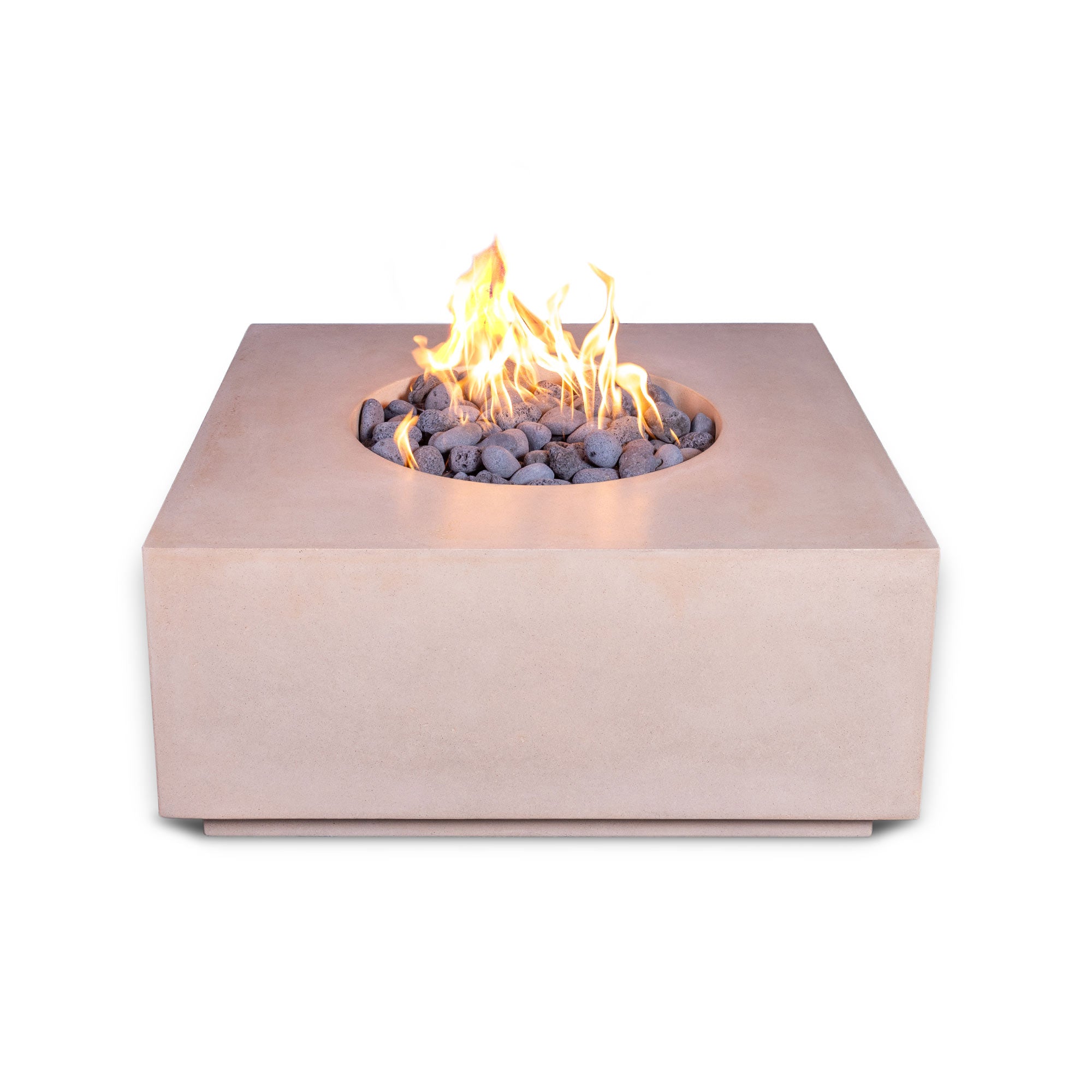 TERRA 2 - 36" Premium Square Cement Fire Pit Table Bowl GFRC Concrete - Natural Gas or Propane