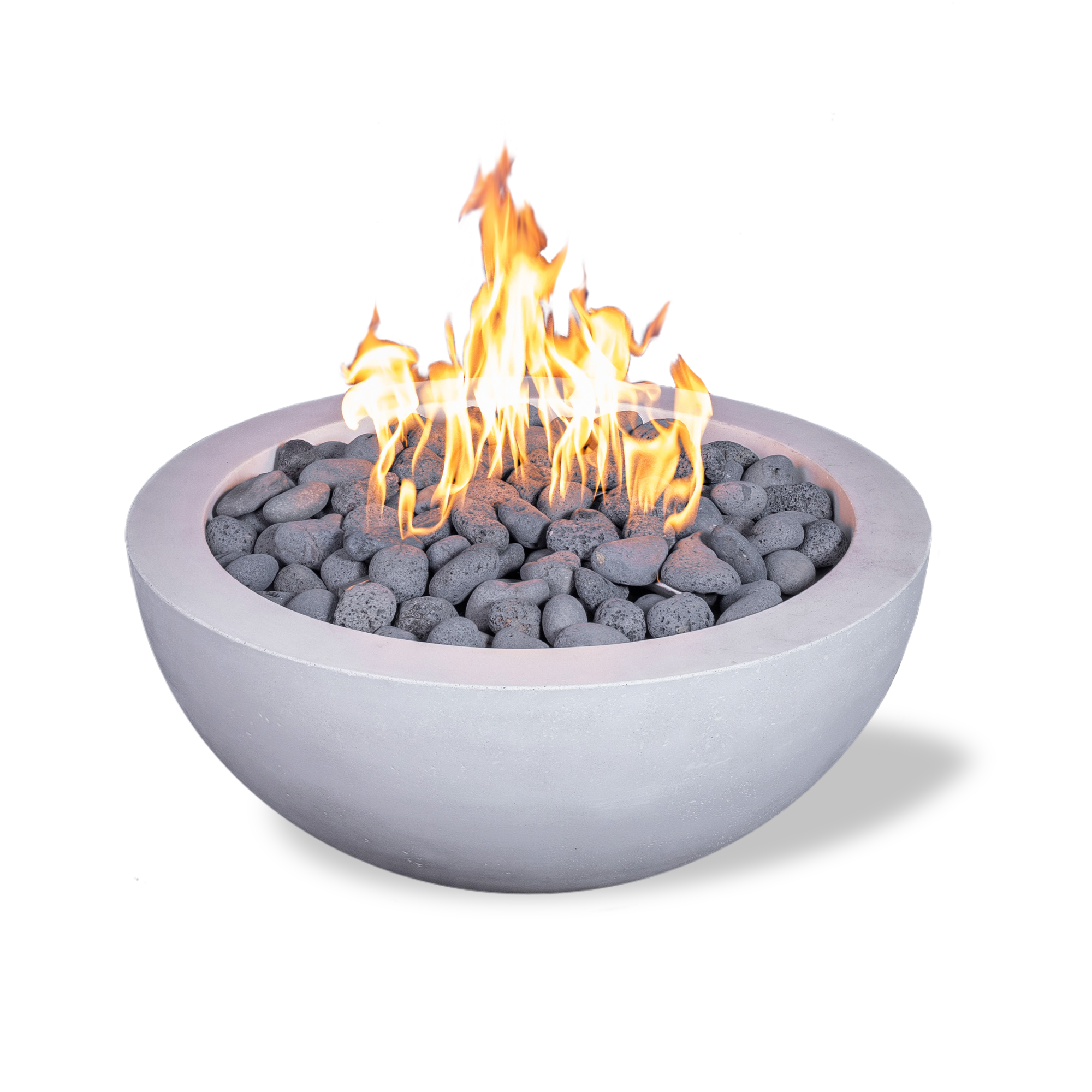 VIVID 2 - 30" Premium Round Cement Fire Pit Table Bowl GFRC Concrete - Natural Gas or Propane