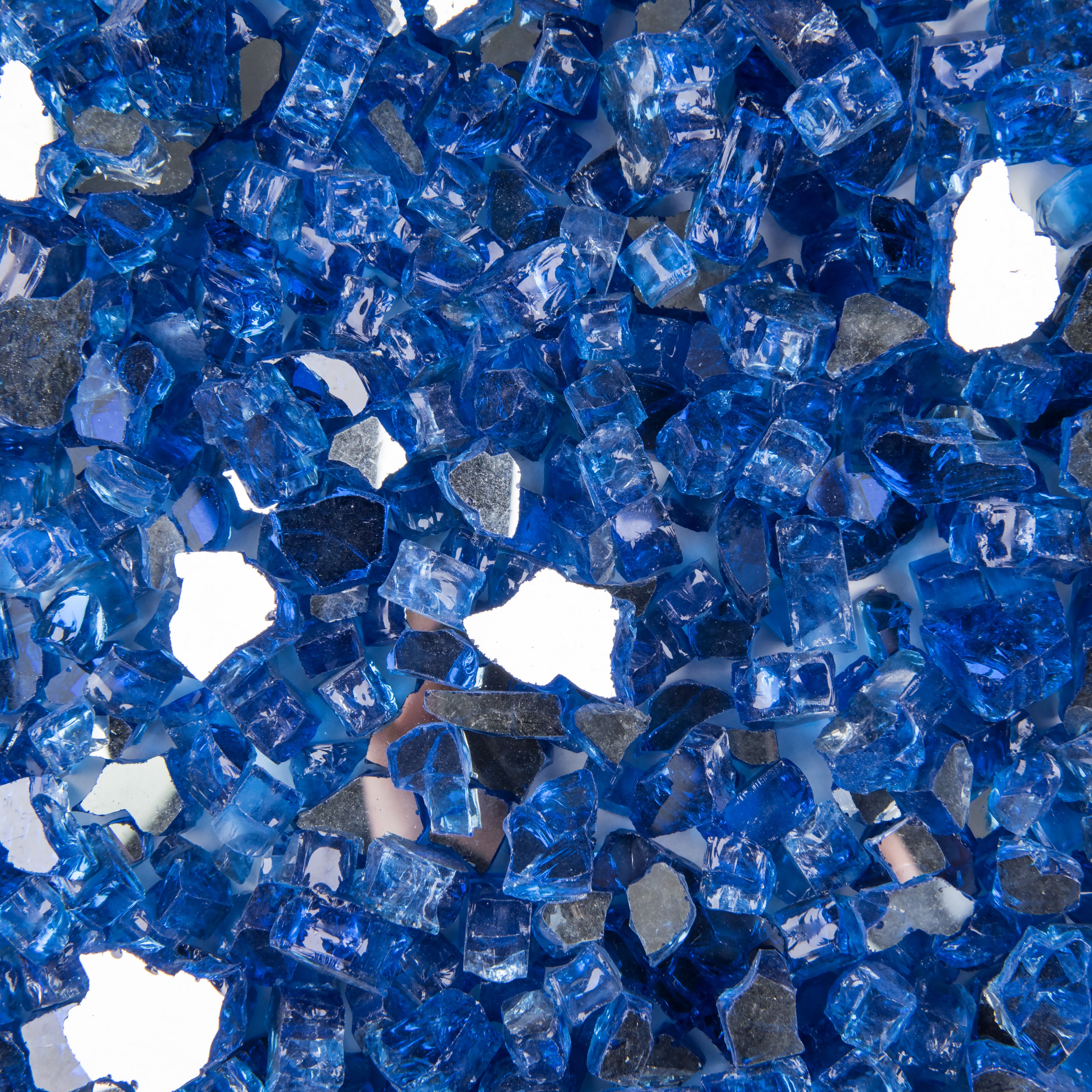 Cobalt Aqua Blue - Fire Glass 1/2" Premium Tempered Reflective Fireglass