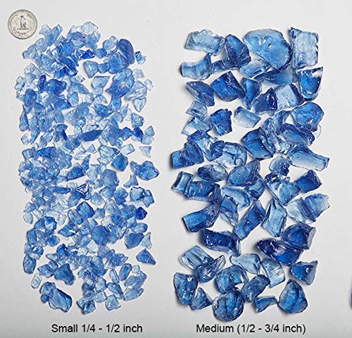 Glacier Blue Blend 1/2" - 3/4" Large Premium Fire Glass for Fireplace and Fire Pit