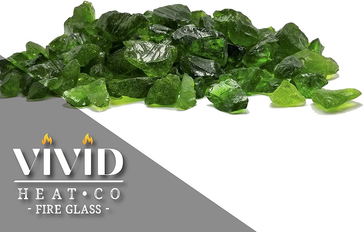 Green 1/2" - 3/4" Large Premium Fire Glass for Fireplace and Fire Pit