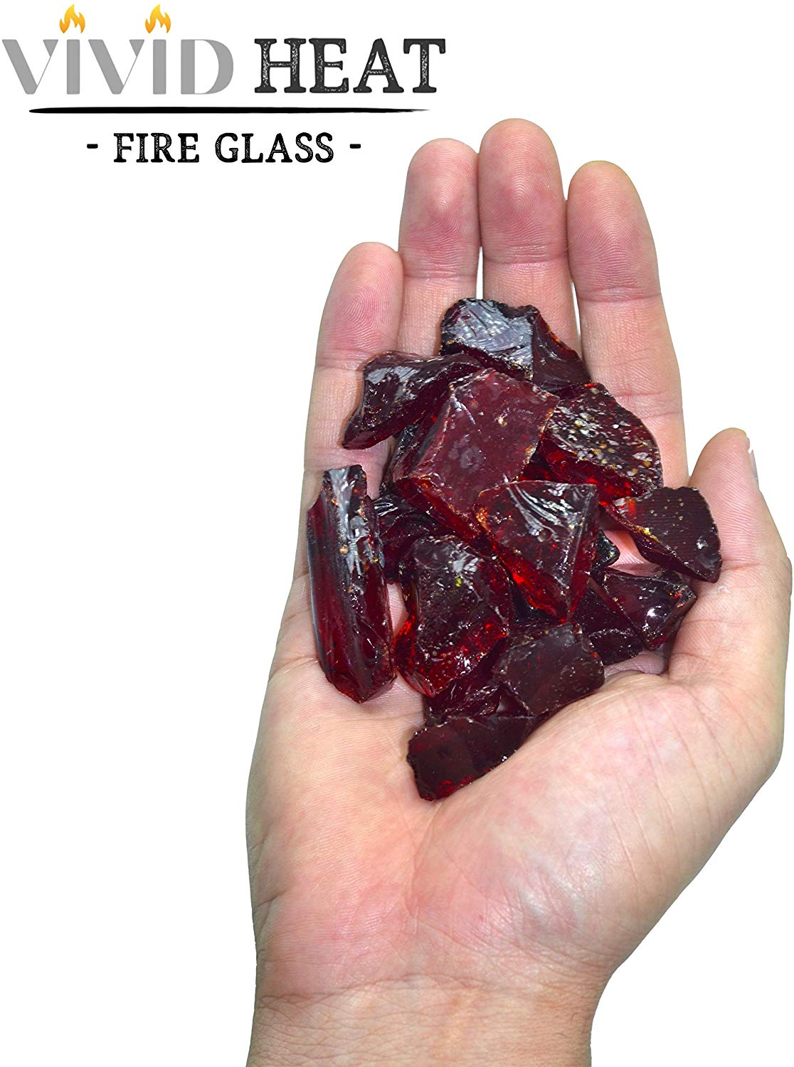 Red 1/2" - 3/4" Large Premium Fire Glass for Fireplace and Fire Pit