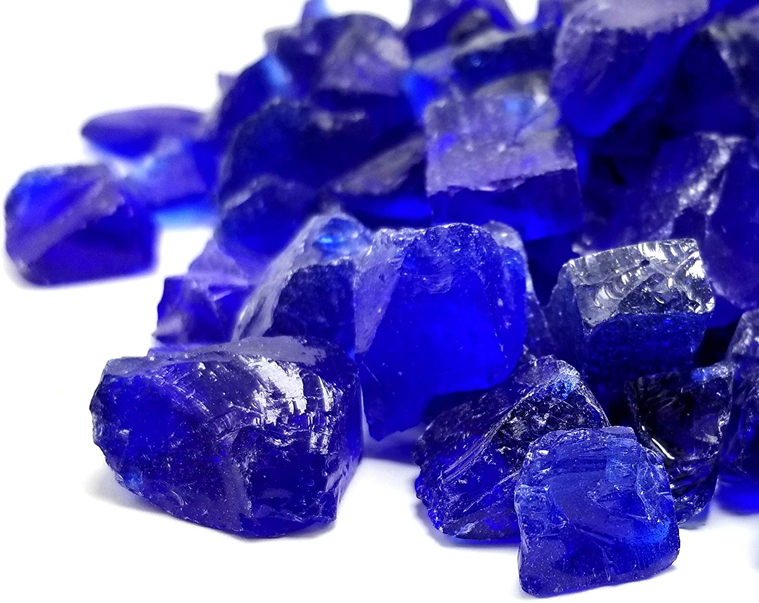 Cobalt Blue 1/2" - 3/4" Large Premium Fire Glass for Fireplace and Fire Pit