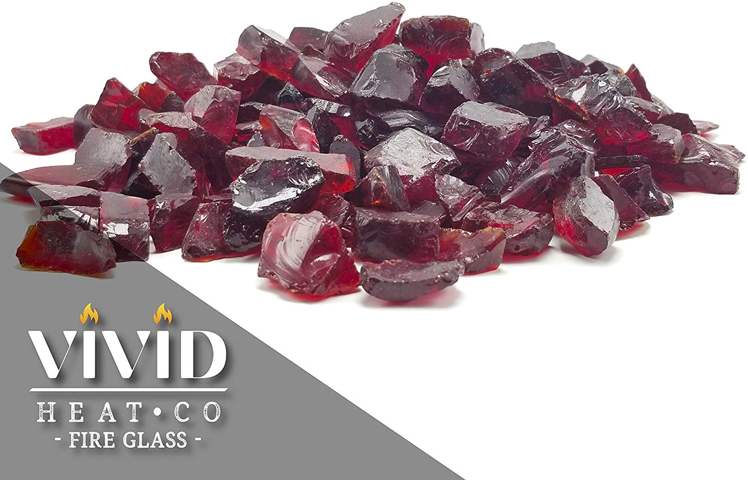 Red 1/2" - 3/4" Large Premium Fire Glass for Fireplace and Fire Pit