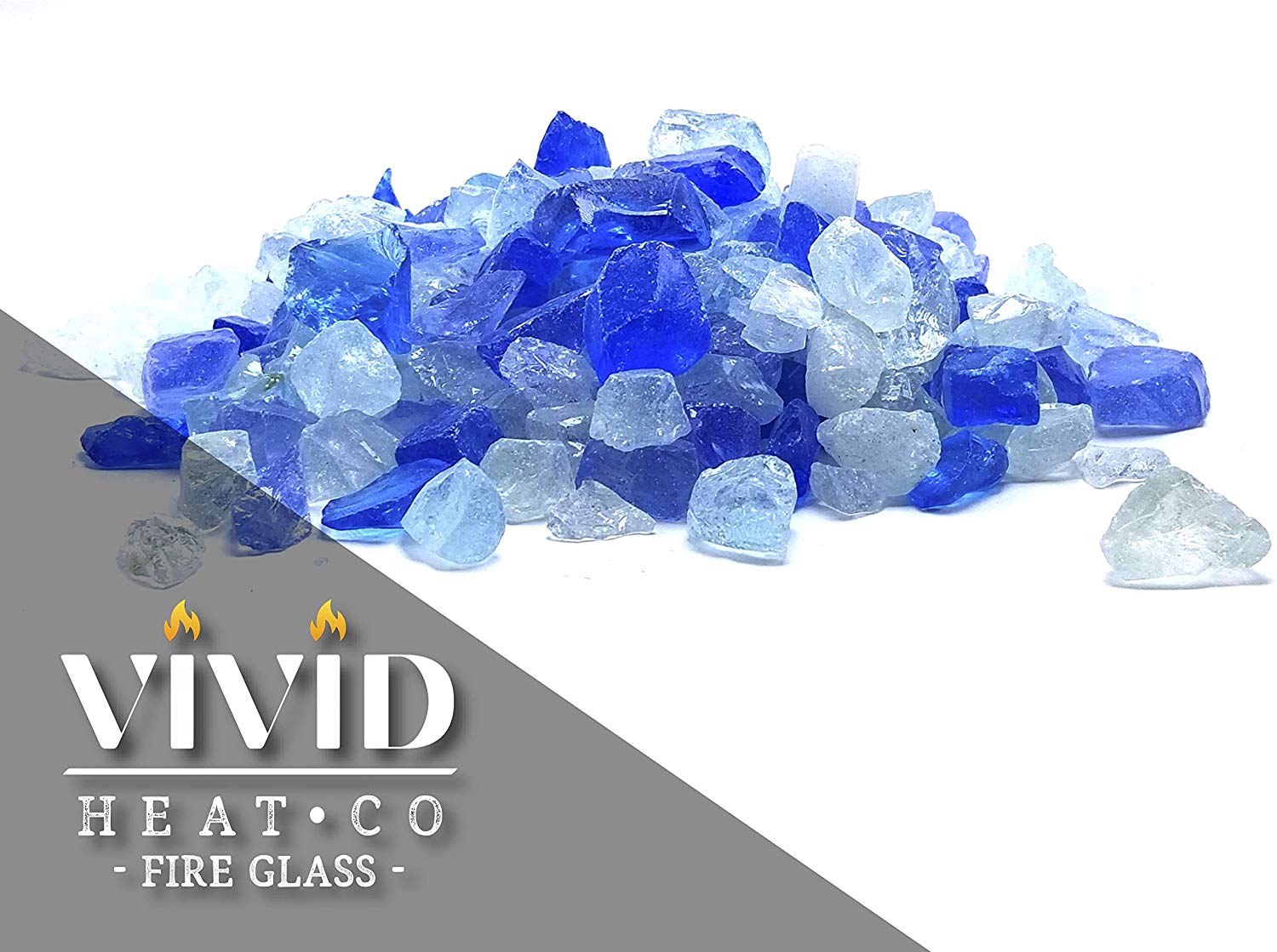 Bahama Blend 1/2" - 3/4" Large Premium Fire Glass for Fireplace and Fire Pit