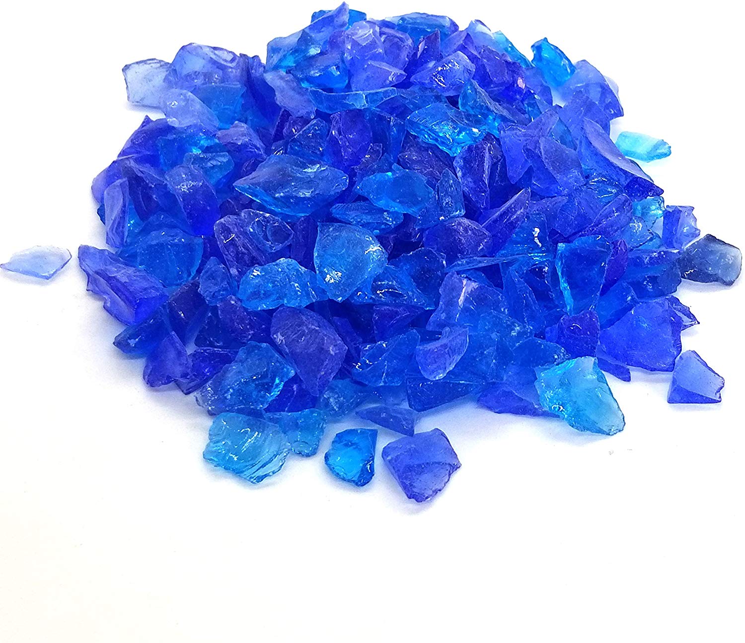 Glacier Blue Blend 1/2" - 3/4" Large Premium Fire Glass for Fireplace and Fire Pit