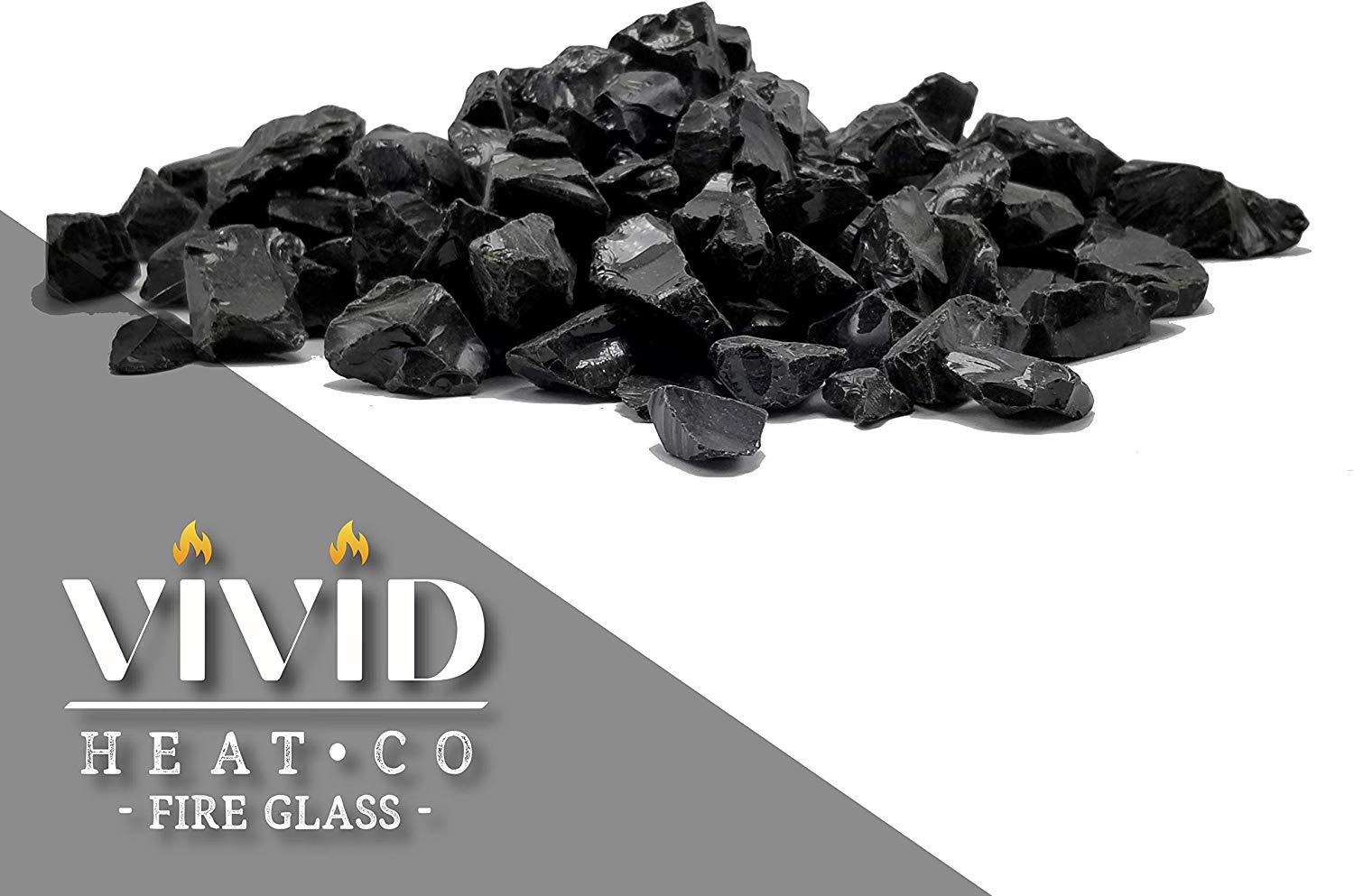 Black 1/2" - 3/4" Large Premium Fire Glass for Fireplace and Fire Pit