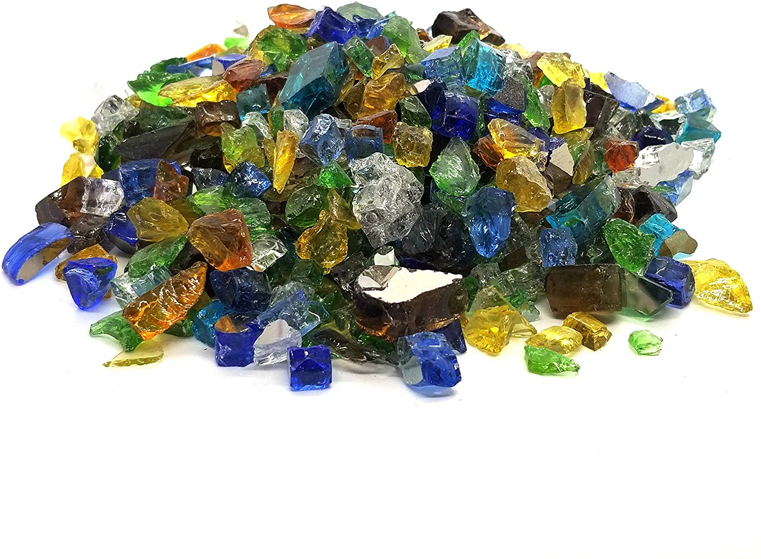 "Sea Glass" Blue, Amber, Green, Gold & More - Fire Glass 1/2" Premium Tempered Reflective Fireglass