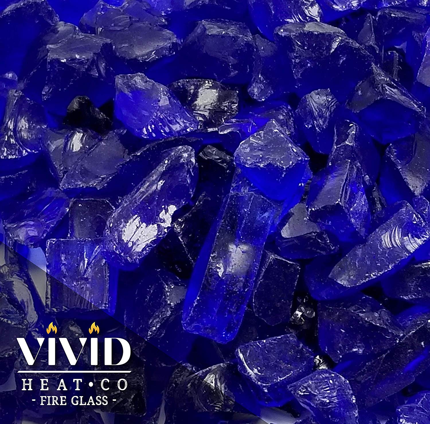 Cobalt Blue 1/2" - 3/4" Large Premium Fire Glass for Fireplace and Fire Pit