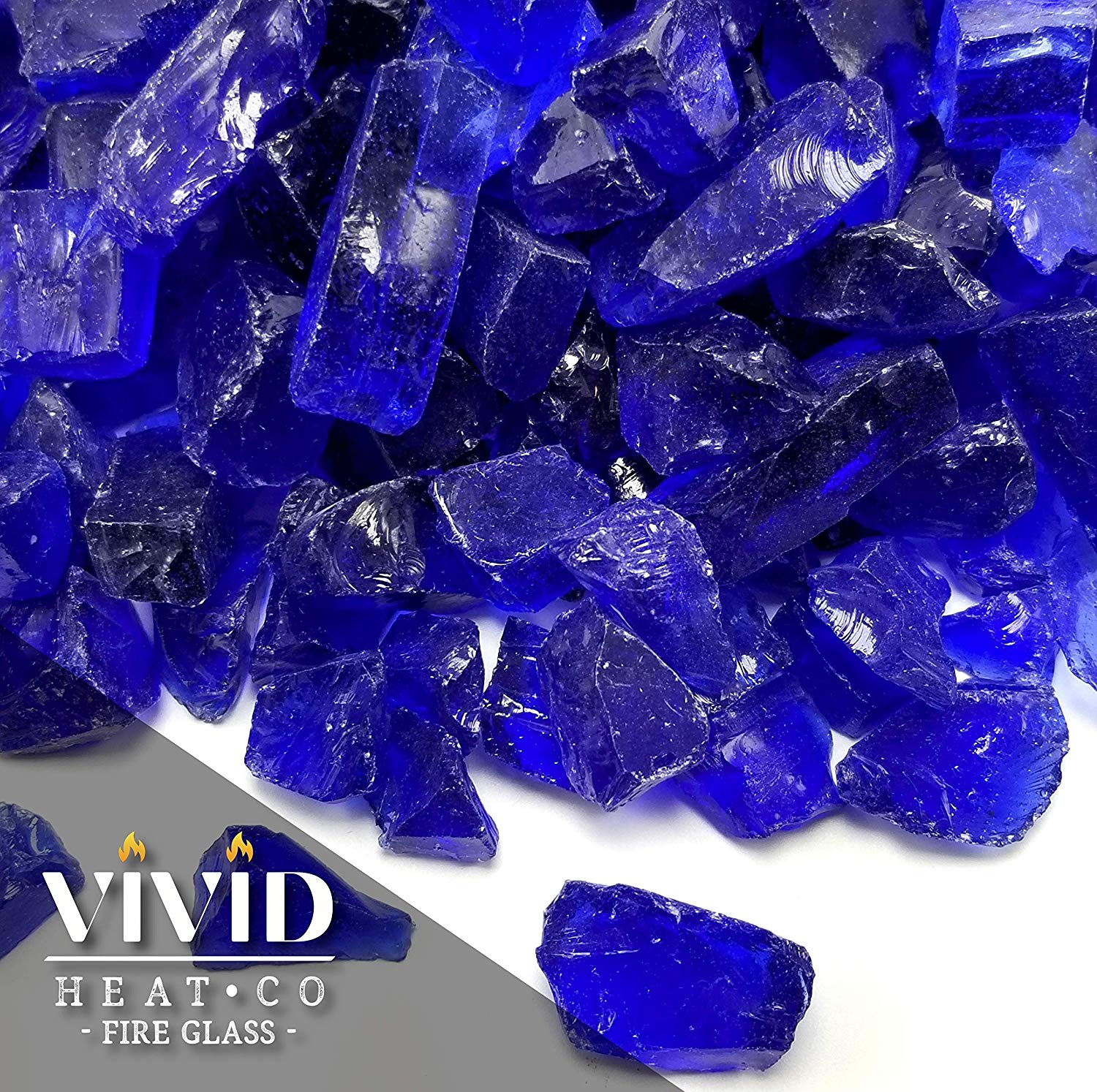 Cobalt Blue 1/2" - 3/4" Large Premium Fire Glass for Fireplace and Fire Pit